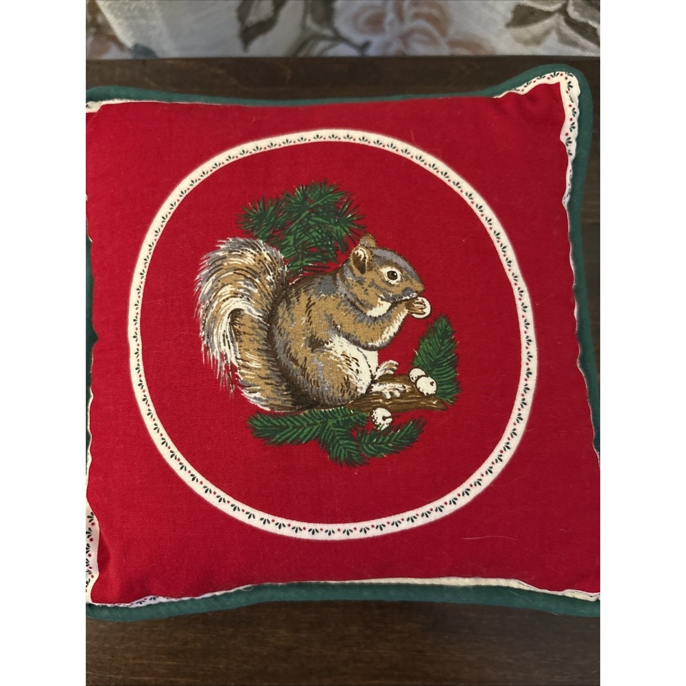Christmas Throw Pillows Winter Squirrel & Fawn Holiday Home Decor 7" X 7" - Picture 5 of 7